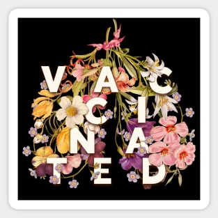 Vaccinated - Floral Lungs Typography Design | Fully Vaccinated | Plant Herbal Herbarium Herb Herbaria Botanical vintage wild flowers | Breathe Sticker